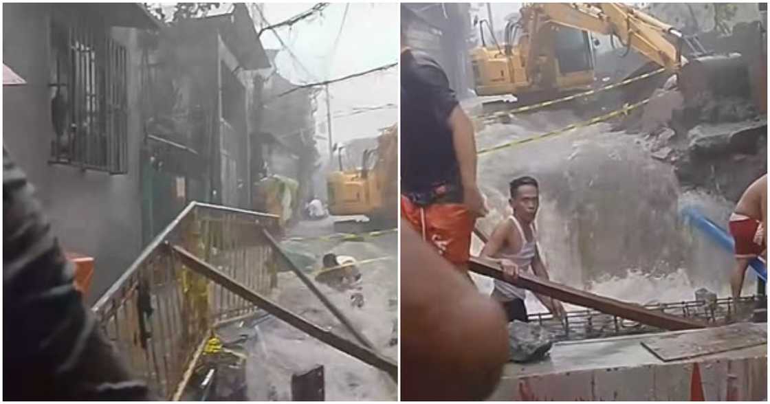 Lalaki sumuong sa baha upang sagipin ang bata sa Quezon City Lalaki sumuong sa baha upang sagipin ang bata sa Quezon City