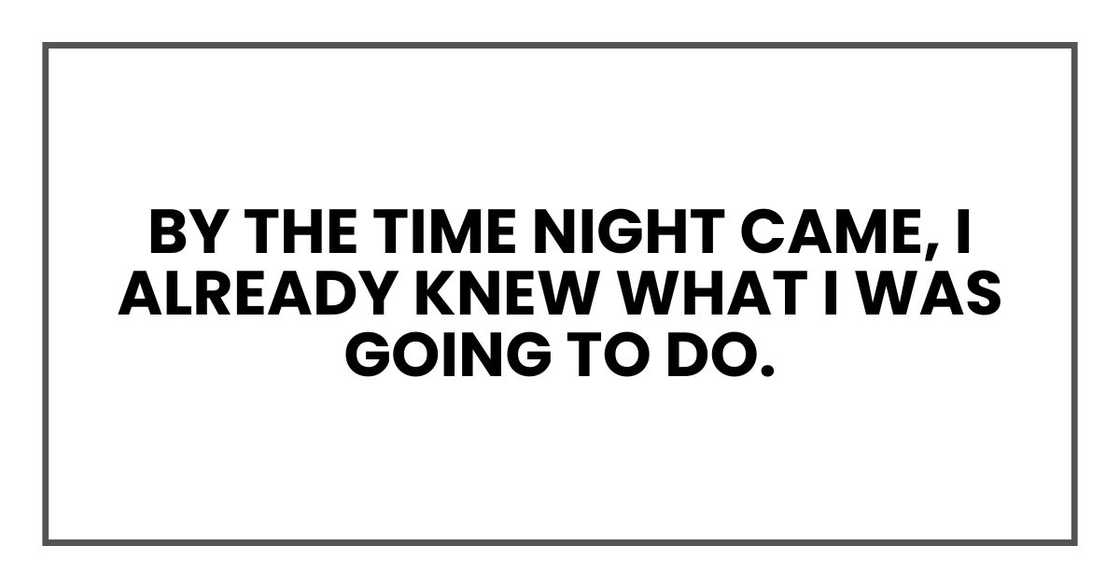 By the time night came, I already knew what I was going to do.