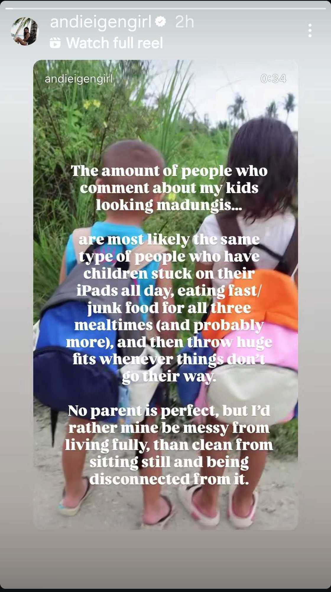 Andi Eigenmann frankly reacts to "madungis" comments on her kids Andi Eigenmann frankly reacts to "madungis" comments on her kids