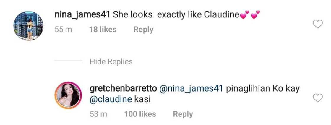 Gretchen Barretto reacts to netizen who compared Dominique to Claudine