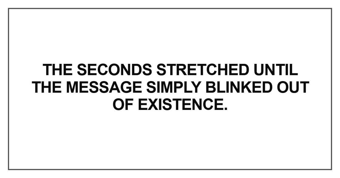 The seconds stretched until the message simply