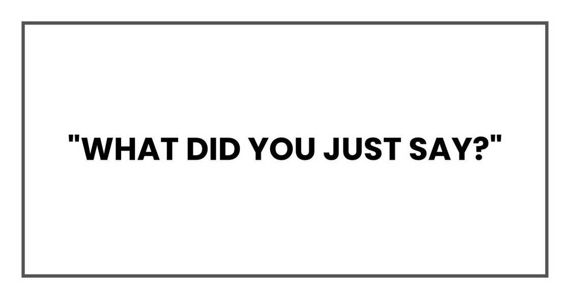"What did you just say?" "What did you just say?"