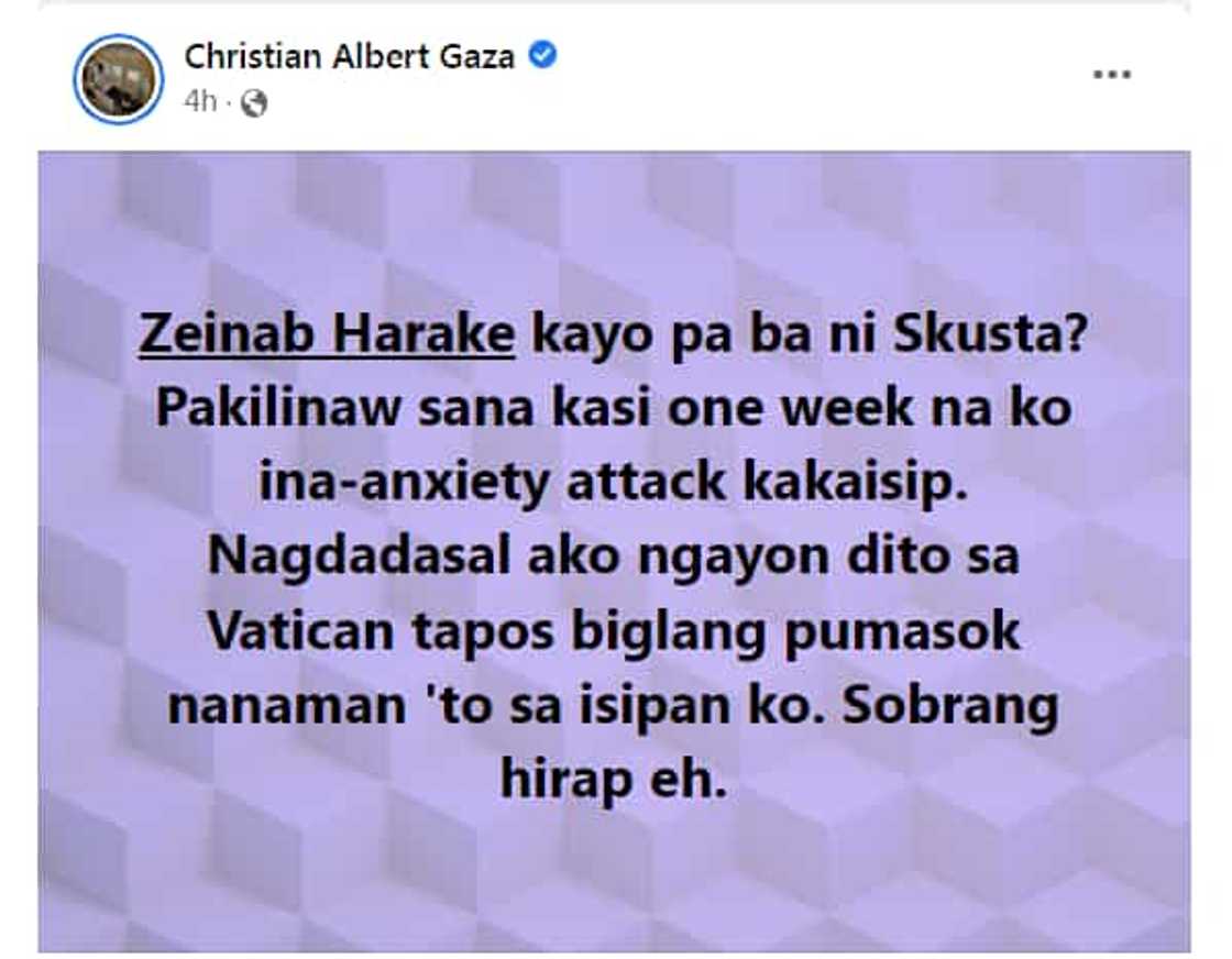 Xian Gaza, tinag si Zeinab Harake; ina-anxiety attack daw kaiisip kung sila pa ni Skusta Clee