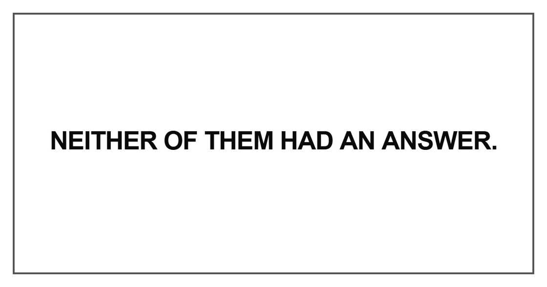 Neither of them had an answer Neither of them had an answer