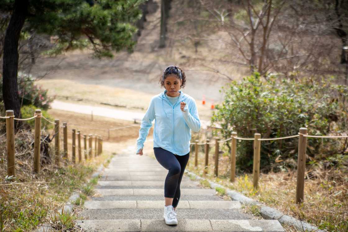 A woman running in the morning A woman running in the morning