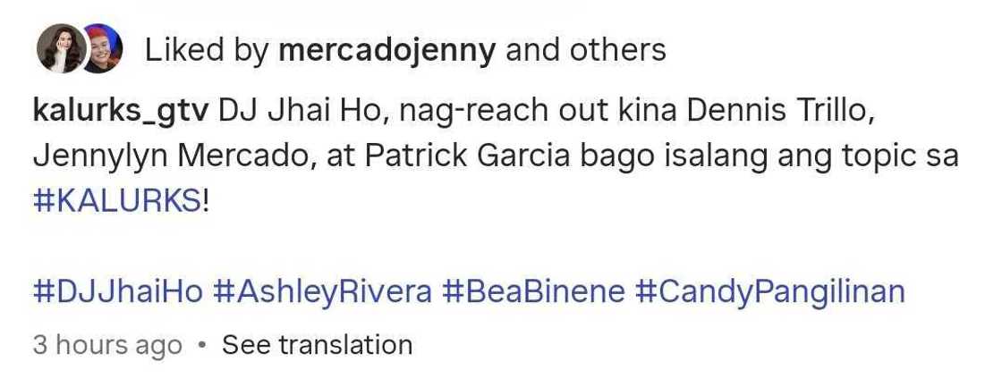 Jennylyn Mercado, ni-like ang pahayag ni DJ Jhai Ho tungkol sa interview ni Patrick Garcia Jennylyn Mercado, ni-like ang pahayag ni DJ Jhai Ho tungkol sa interview ni Patrick Garcia