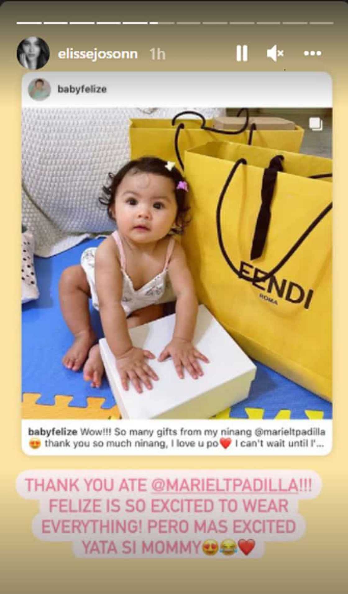 Elisse Joson and McCoy de Leon's baby Felize McKenzie receives expensive gifts from Mariel Padilla Elisse Joson and McCoy de Leon's baby Felize McKenzie receives expensive gifts from Mariel Padilla