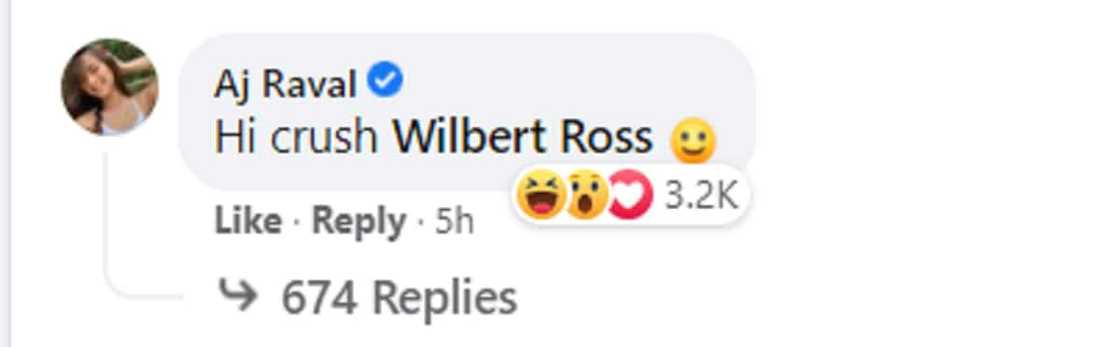 Pagtawag ni AJ Raval ng "crush" kay Wilbert Ross, viral online