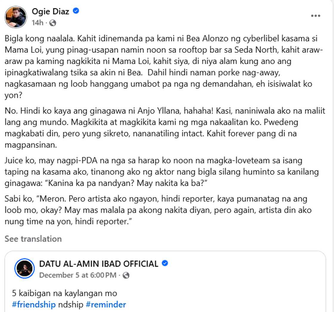 Photo: Screengrab from Ogie Diaz's FB Photo: Screengrab from Ogie Diaz's FB