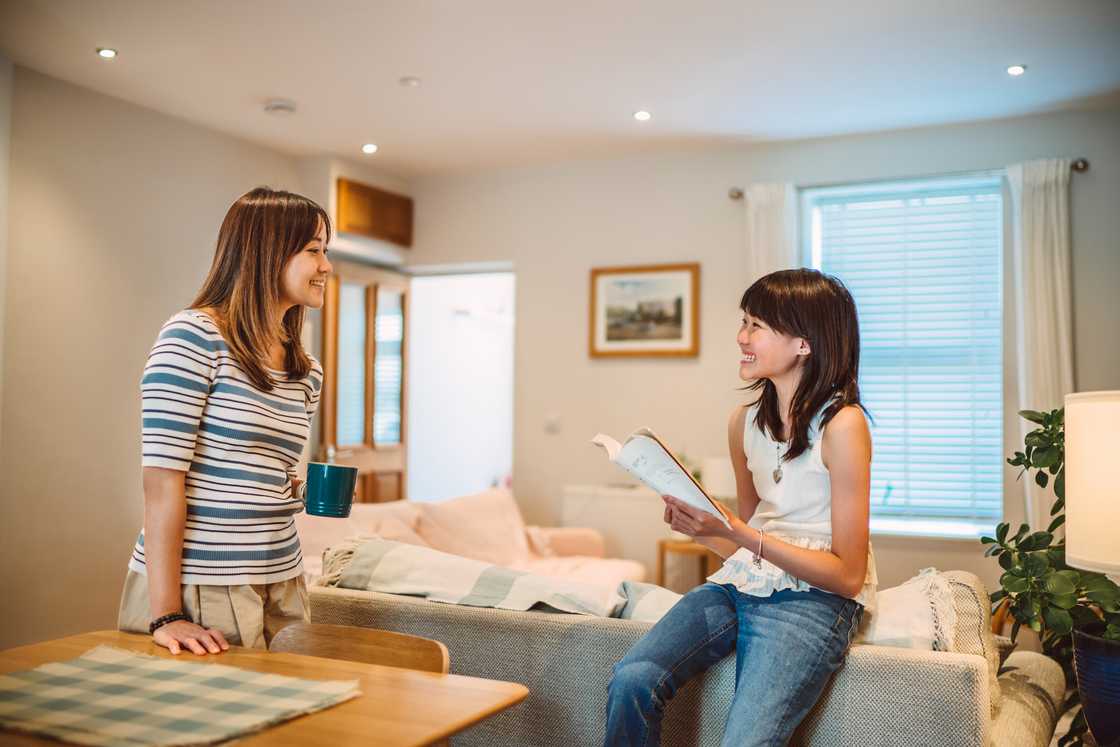 A happy mother and her daughter talking A happy mother and her daughter talking