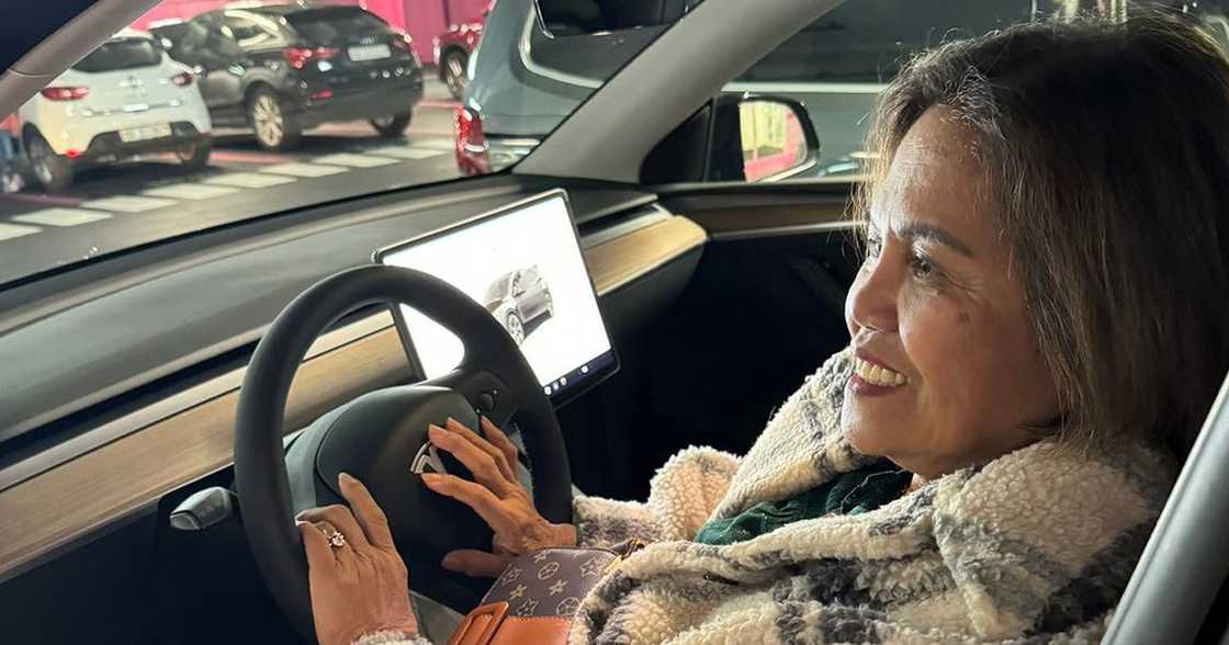 Esther Lahbati ibinida sa socmed ang bagong Tesla car nila: “Blessings from hard work”