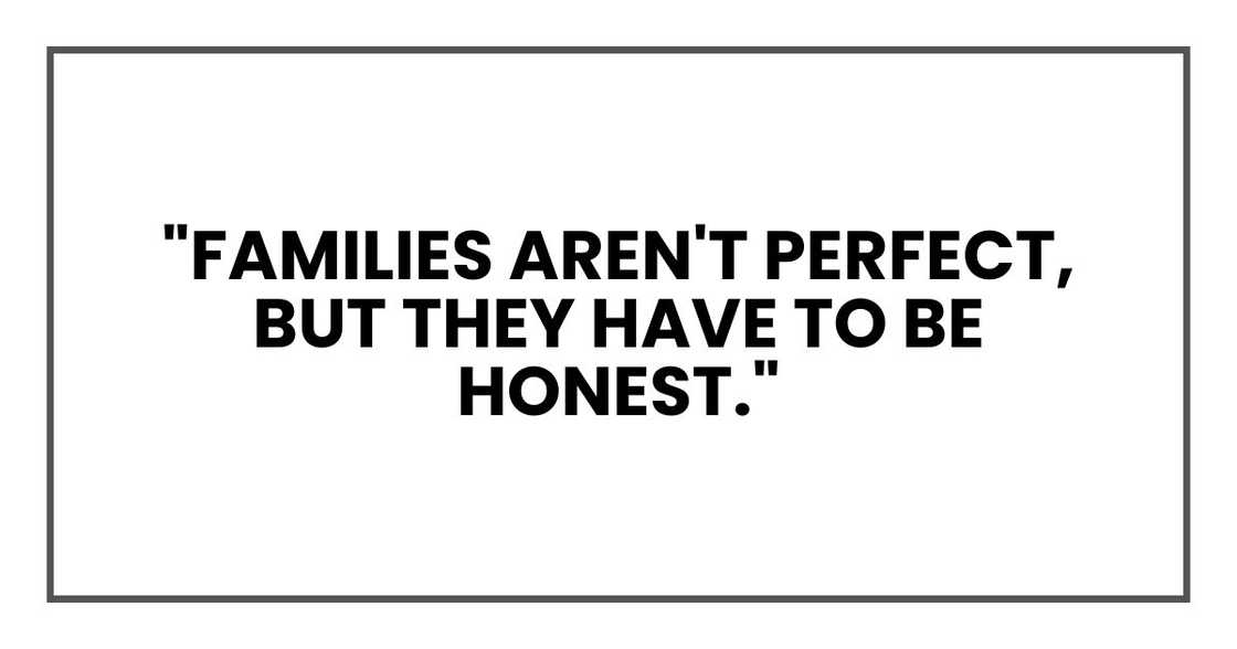 "Families aren't perfect, Ethan. But they have to be honest." "Families aren't perfect, Ethan. But they have to be honest."