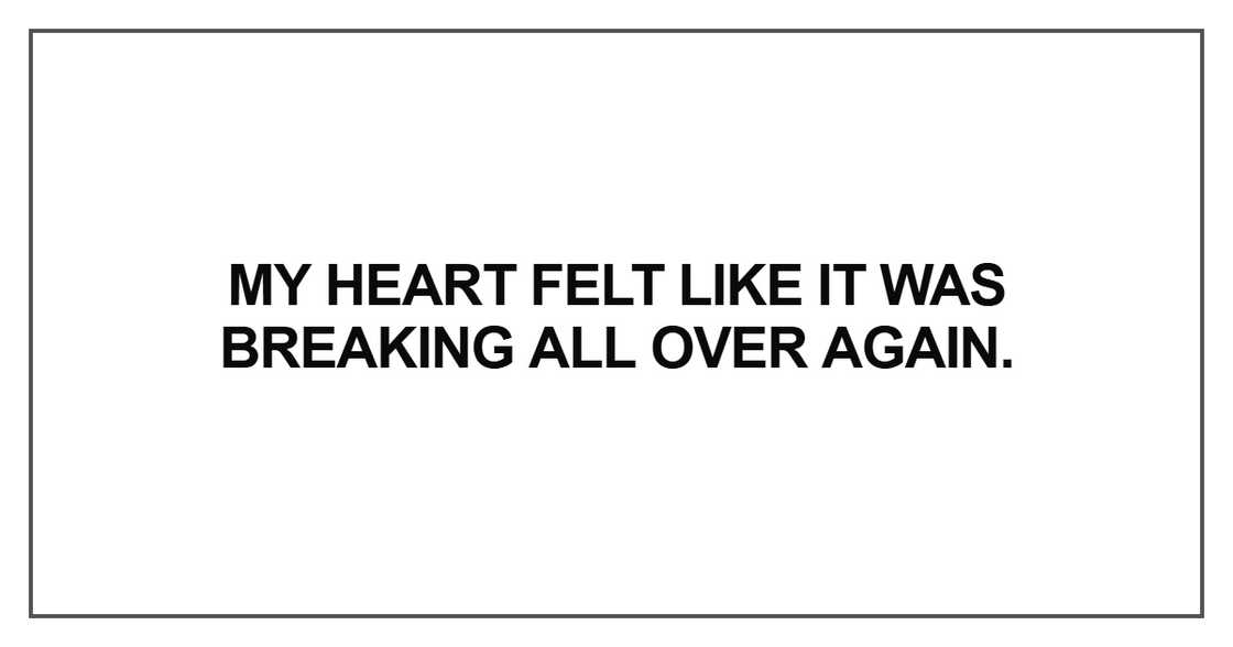 My heart felt like it was breaking all over again My heart felt like it was breaking all over again