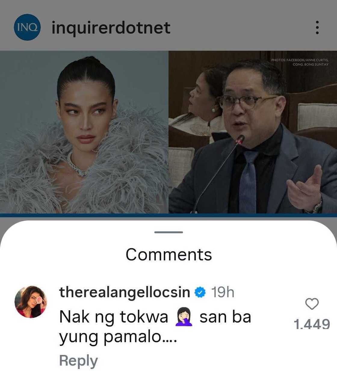 Angel Locsin, nag-react sa “nag-init” remark ni Bong Suntay ukol kay Anne Curtis