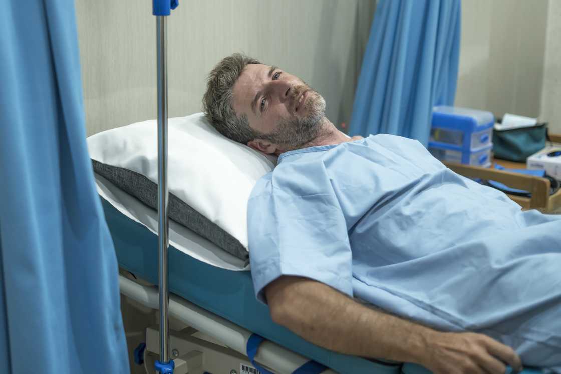 A patient on a hospital bed