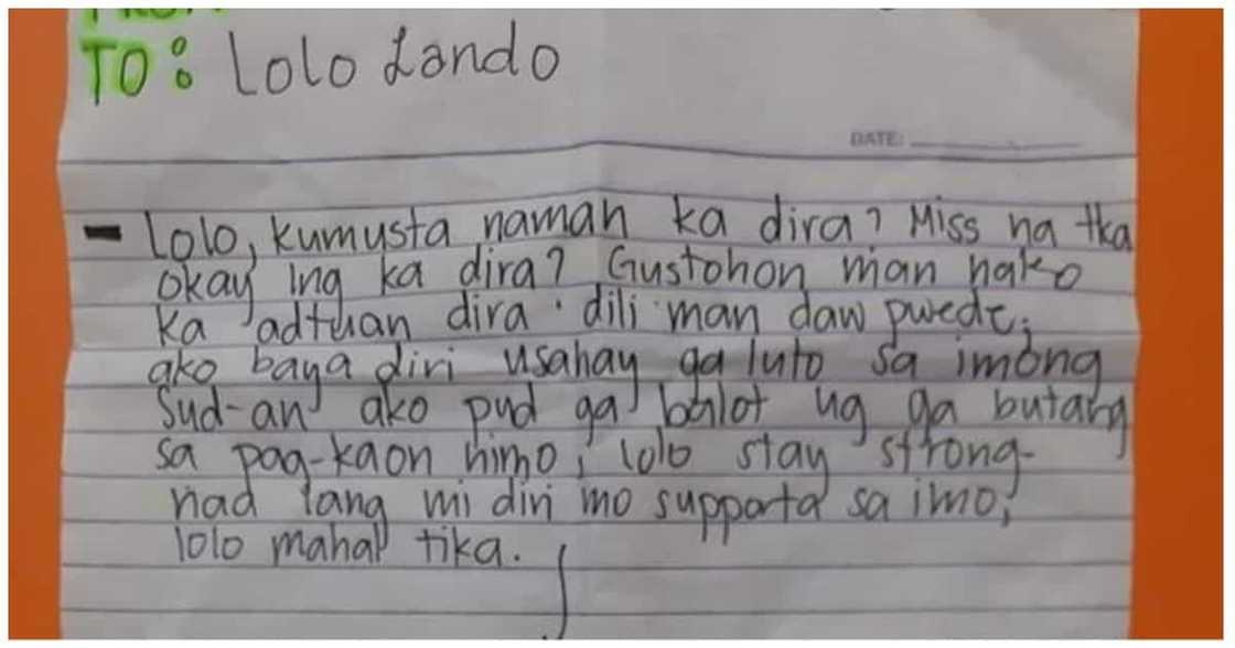 Liham ng apo para sa lolo niyang nasa kulungan, nagpaluha sa netizens ngayong Father's Day Liham ng apo para sa lolo niyang nasa kulungan, nagpaluha sa netizens ngayong Father's Day