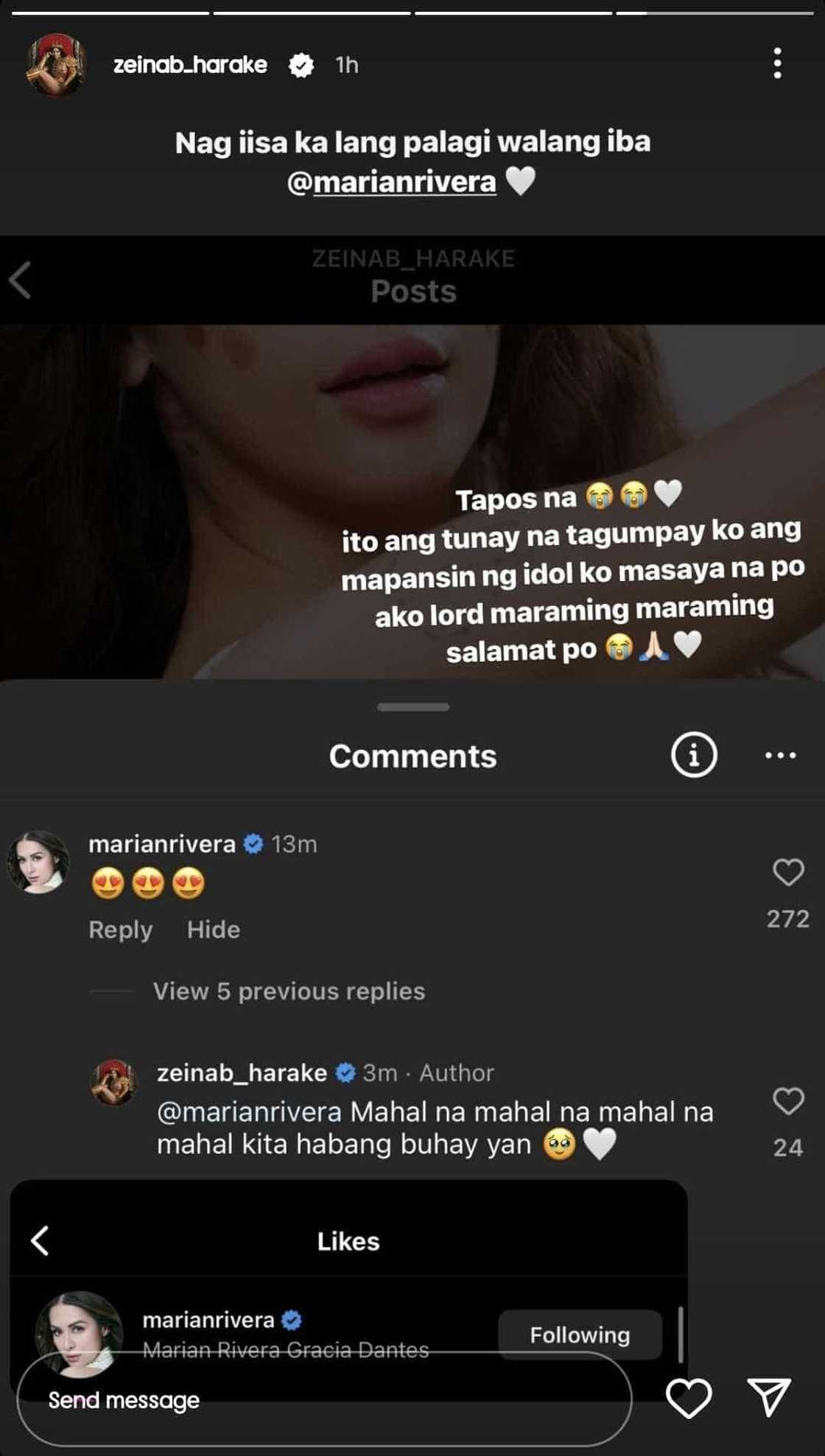 Zeinab Harake, kinilig sa komentong iniwan ni Marian Rivera sa 'Marimar' video niya