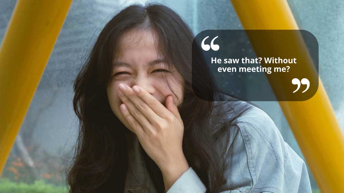 A woman covering her mouth