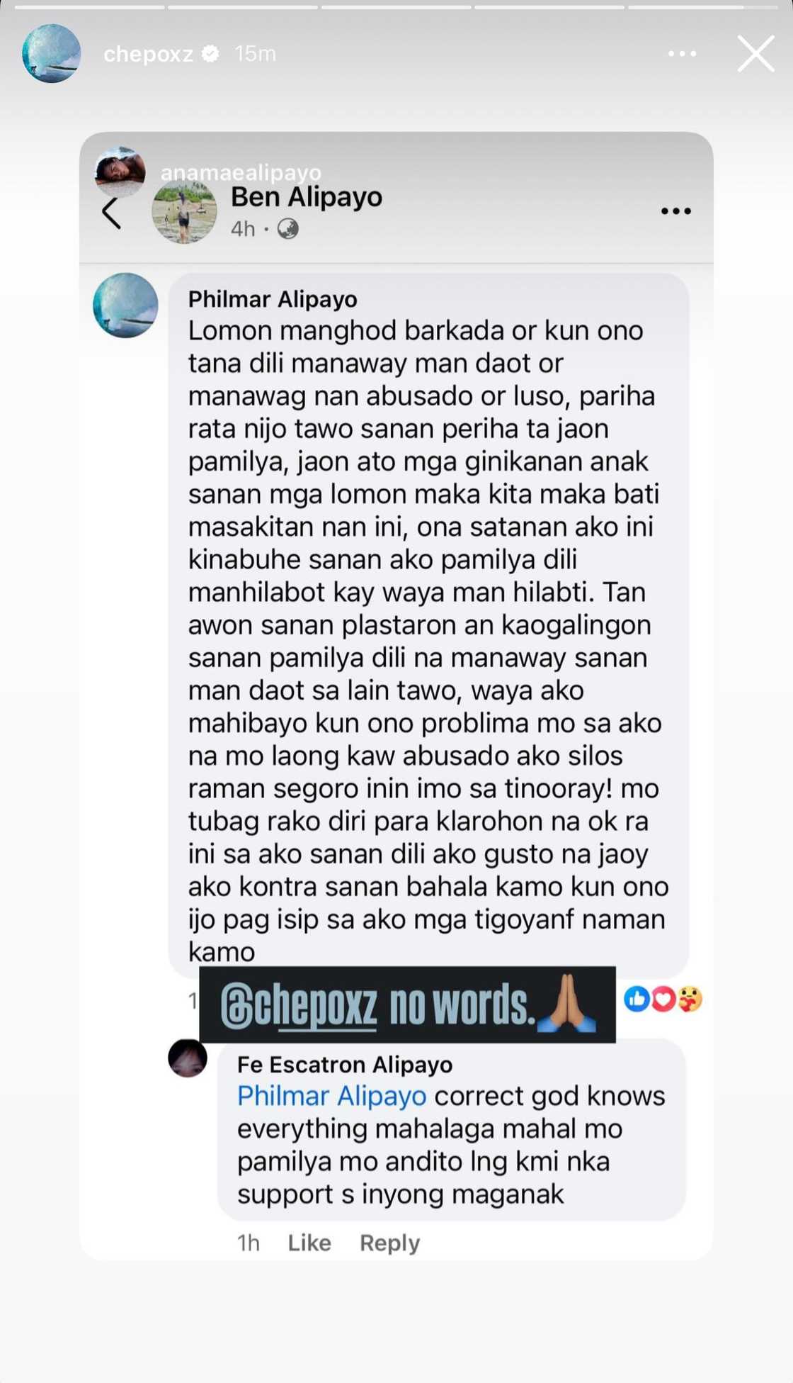 Philmar Alipayo, binahagi sa IG story ang kanyang komento sa gitna ng kontrobersiya Philmar Alipayo, binahagi sa IG story ang kanyang komento sa gitna ng kontrobersiya