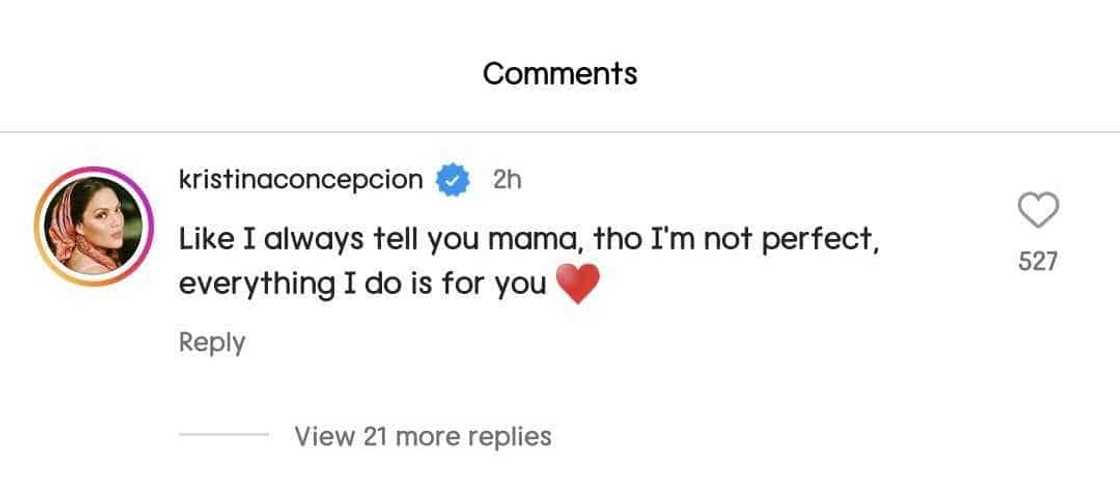 KC Concepcion sa bagong post ni Sharon Cuneta: "Everything I do is for you" KC Concepcion sa bagong post ni Sharon Cuneta: "Everything I do is for you"