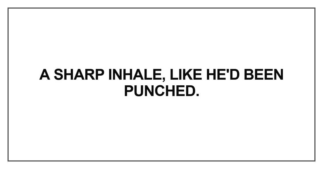 A sharp inhale, like he'd been punched A sharp inhale, like he'd been punched