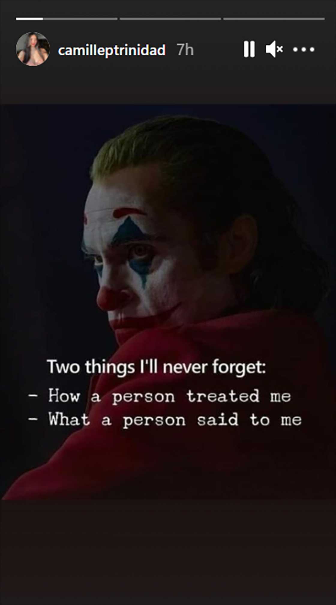 Camille Trinidad posts message about never forgetting how she was treated Camille Trinidad posts message about never forgetting how she was treated