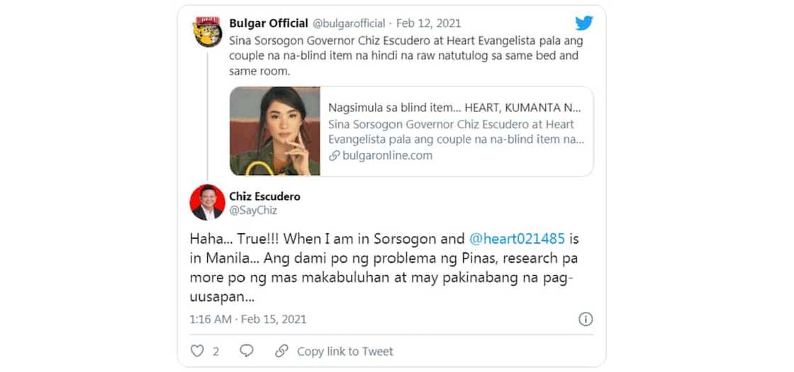 Chiz Escudero belies rumor that he and Heart Evangelista don’t sleep in the same bed Chiz Escudero belies rumor that he and Heart Evangelista don’t sleep in the same bed