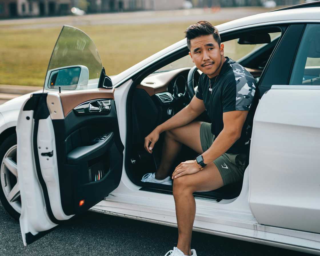 A man in a car A man in a car