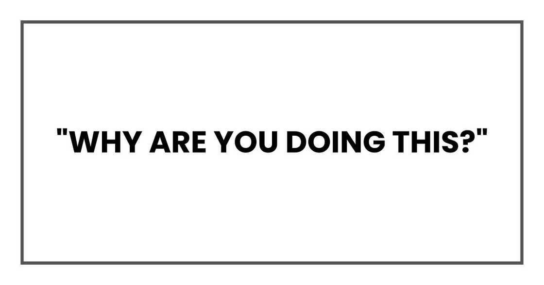 "Why are you doing this?"