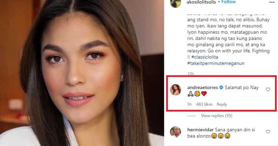 Lolit Solis, natuwa sa reaksyon ni Andrea Torres sa post niya ukol kay Derek