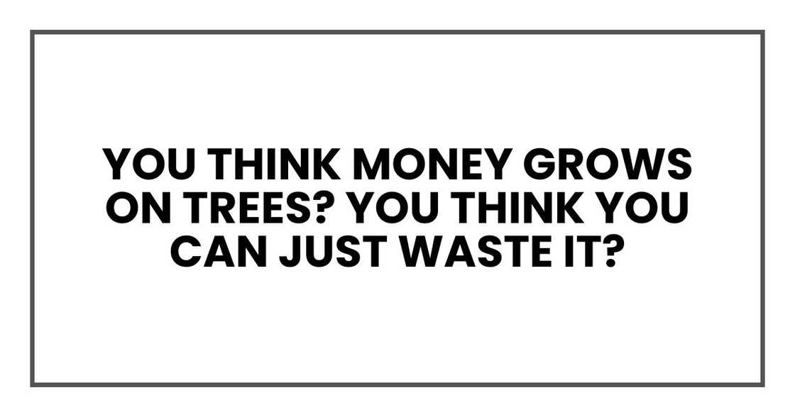 You think money grows on trees? You think you can just waste it?