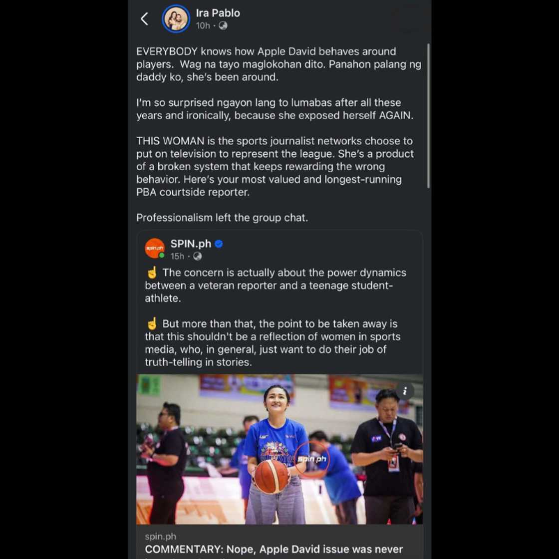 Ira Pablo, may matinding banat kay Apple David sa gitna ng kontrobersiya