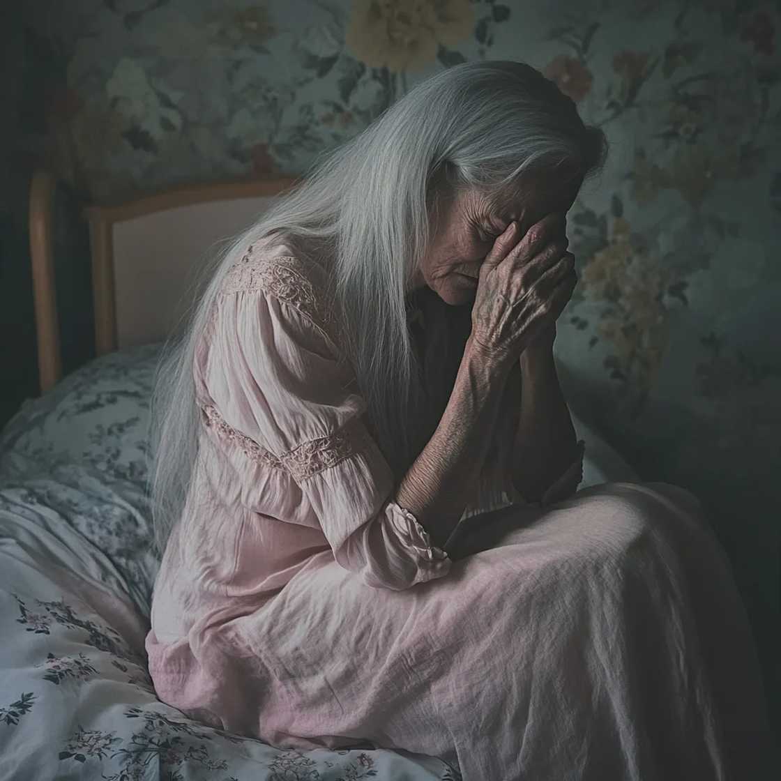 A crying old woman A crying old woman