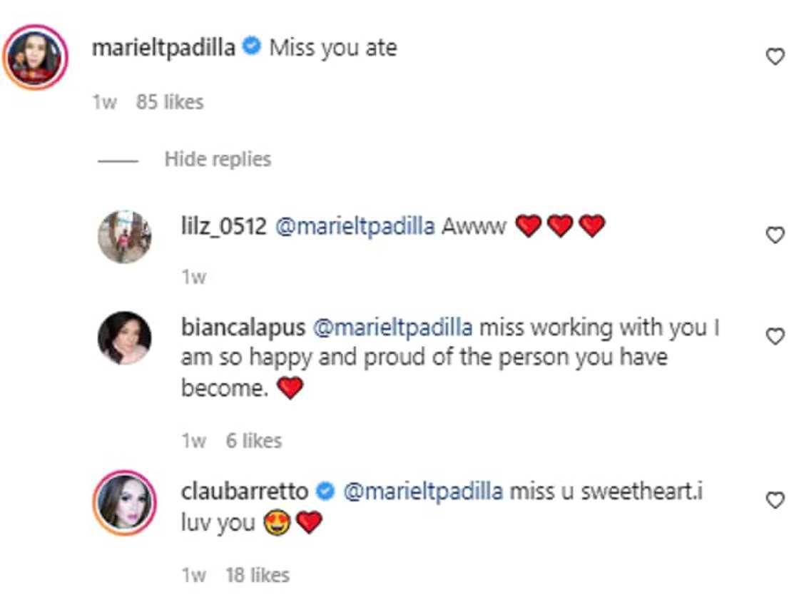 Claudine Barretto reacts to Mariel Padilla's sweet message for her: "miss you sweetheart" Claudine Barretto reacts to Mariel Padilla's sweet message for her: "miss you sweetheart"