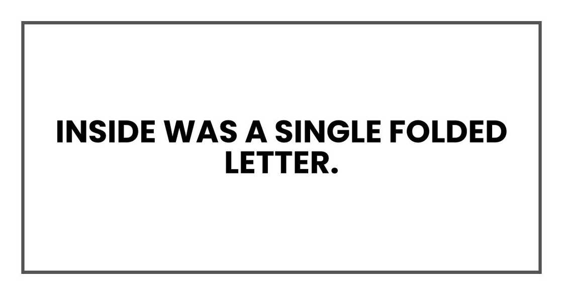 Inside was a single folded letter. Inside was a single folded letter.