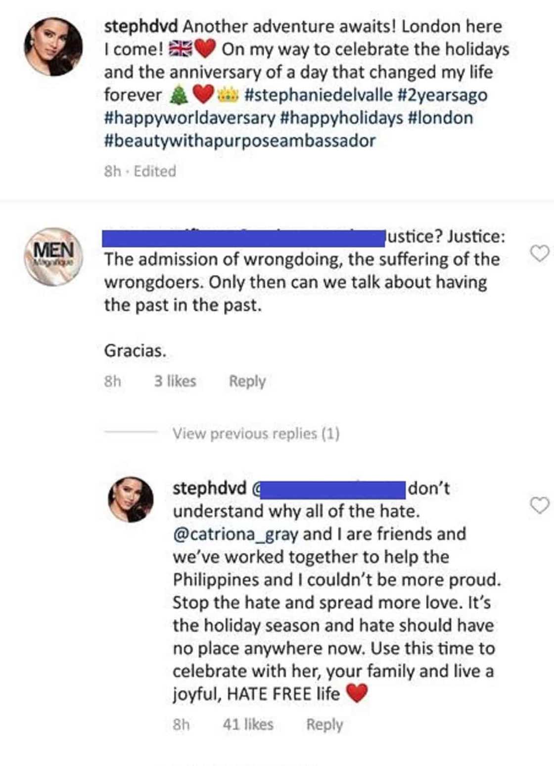 Miss World 2016 Stephanie Del Valle, may mensahe sa mga nambabash sa kanya matapos magwagi ni Catriona Gray sa Miss Universe Miss World 2016 Stephanie Del Valle, may mensahe sa mga nambabash sa kanya matapos magwagi ni Catriona Gray sa Miss Universe