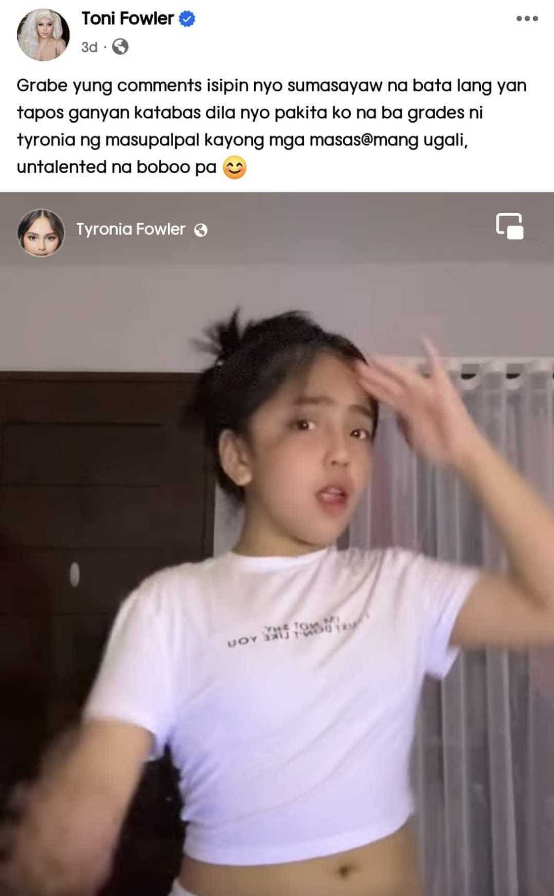 Toni Fowler, pumalag sa mga komento sa dance video ni Tyronia: "Grabe yung comments"