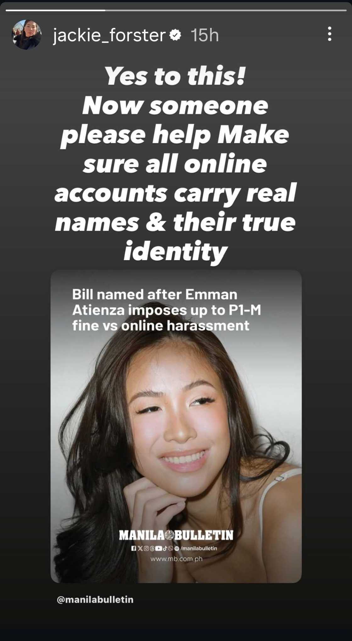 Jackie Forster reacts to “Emman Atienza Bill” honoring Kuya Kim’s daughter Jackie Forster reacts to “Emman Atienza Bill” honoring Kuya Kim’s daughter