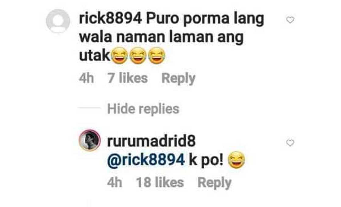 Ruru Madrid shrugs off basher who called him “wala naman laman ang utak” Ruru Madrid shrugs off basher who called him “wala naman laman ang utak”