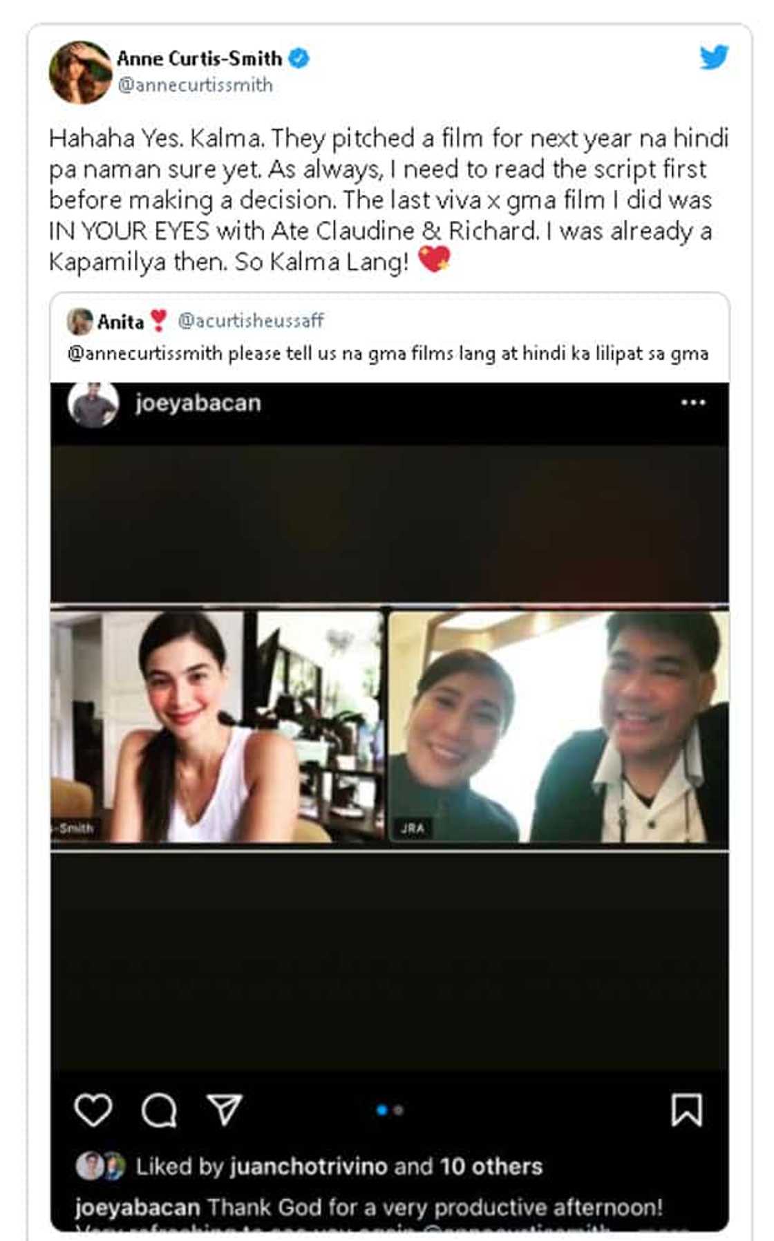 Anne Curtis, pinabulaanan ang balitang lilipat siya sa GMA: "Kalma lang" Anne Curtis, pinabulaanan ang balitang lilipat siya sa GMA: "Kalma lang"