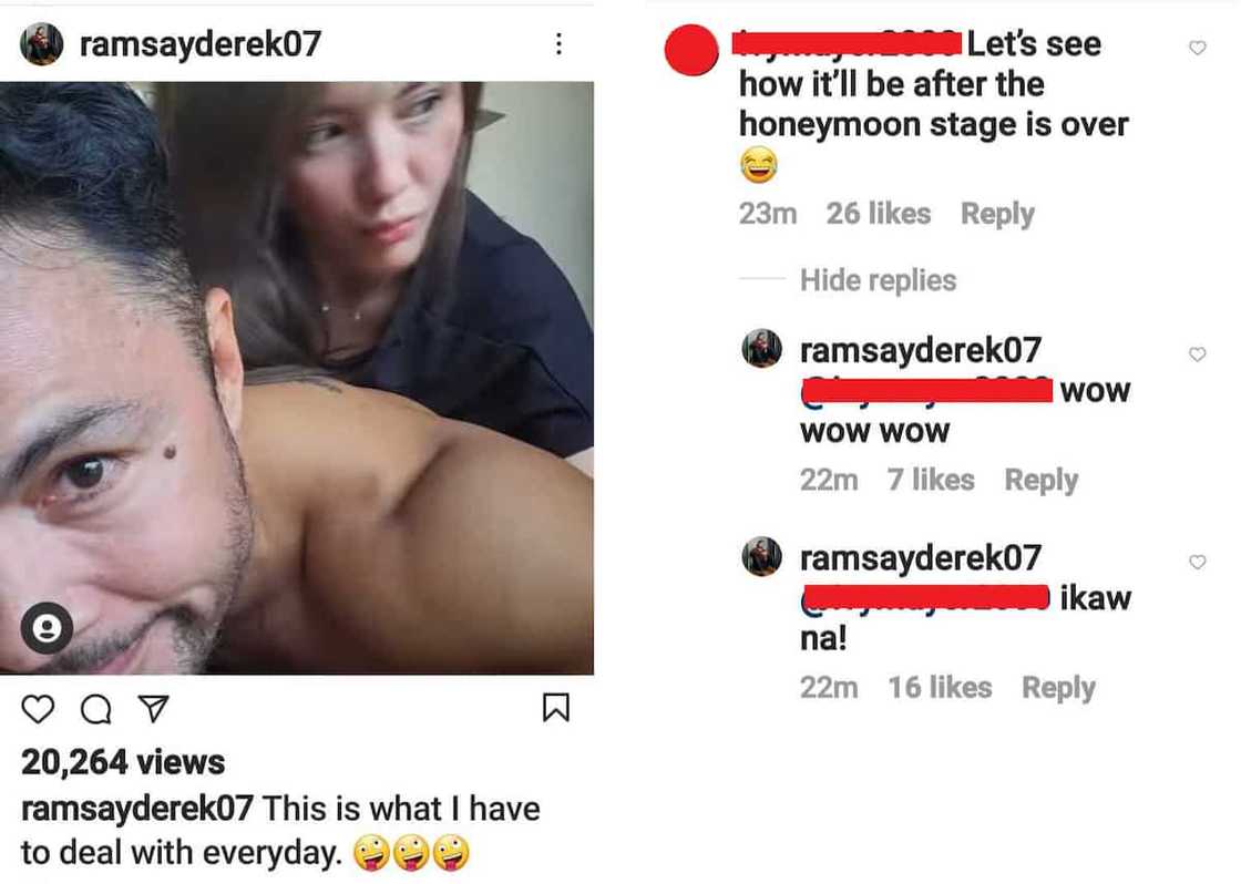 Derek Ramsay sarcastically replies to netizen curious on his, Ellen’s post-honeymoon stage Derek Ramsay sarcastically replies to netizen curious on his, Ellen’s post-honeymoon stage