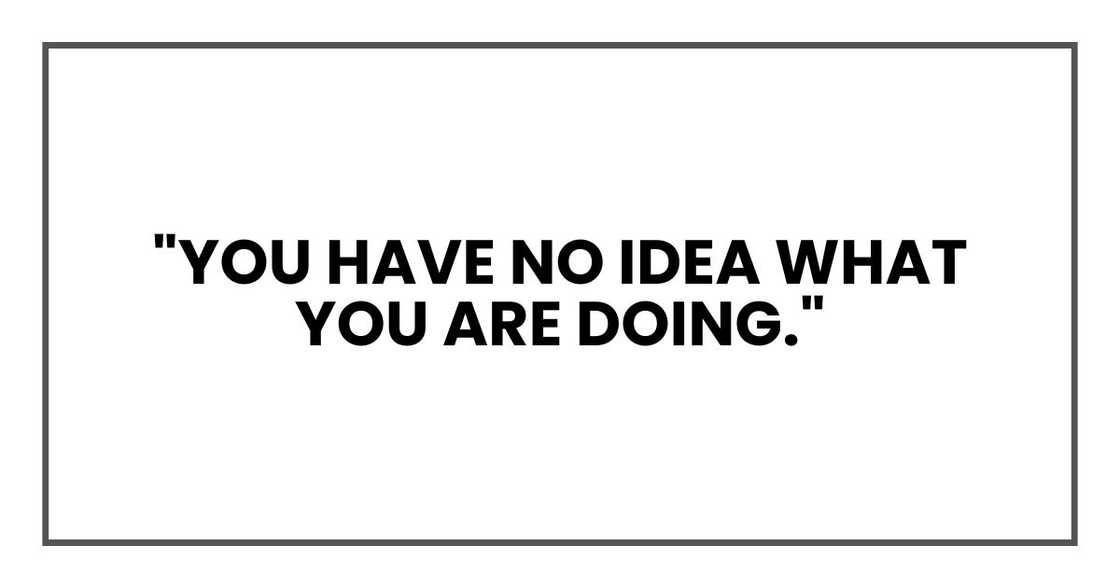"You have no idea what you are doing," "You have no idea what you are doing,"
