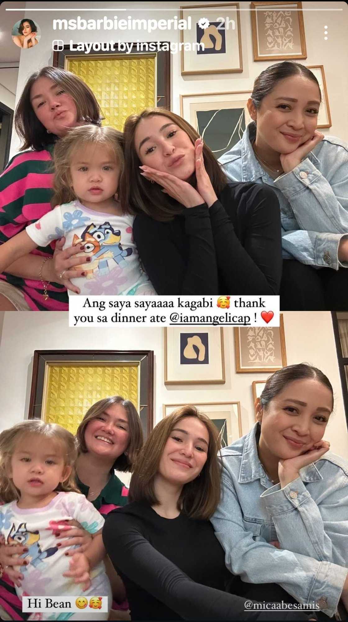 Barbie Imperial, ipinasilip ang dinner nila nina Angelica Panganiban