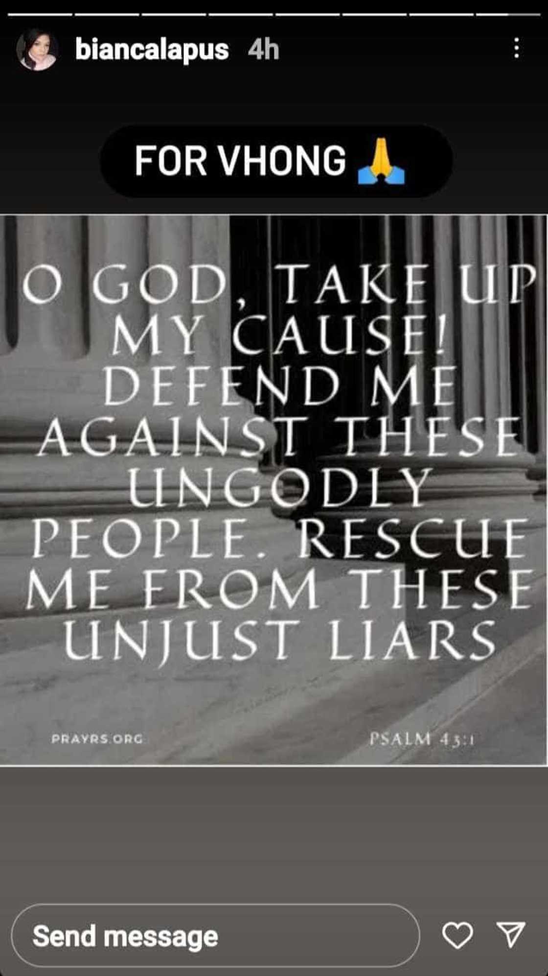 Vhong Navarro’s ex-wife Bianca Lapus shares Bible verse “for Vhong” Vhong Navarro’s ex-wife Bianca Lapus shares Bible verse “for Vhong”