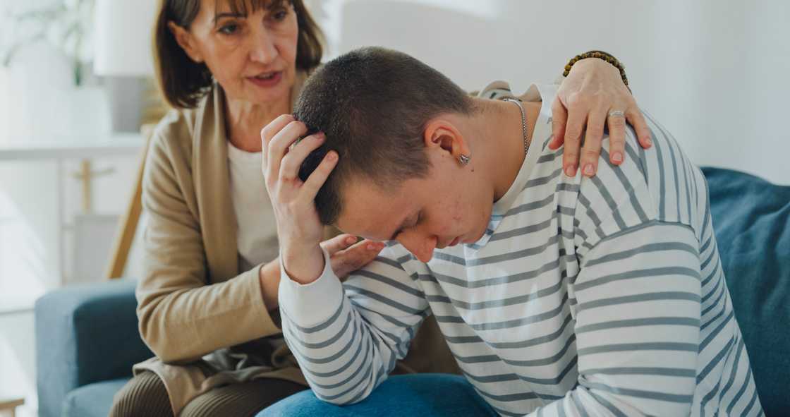 A mother arguing with her son