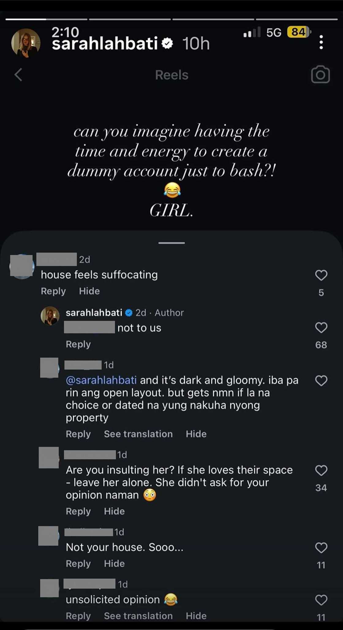 Sarah Lahbati, sinagot ang basher na bumatikos sa kanyang bahay