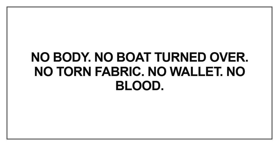 No body. No boat turned over No body. No boat turned over