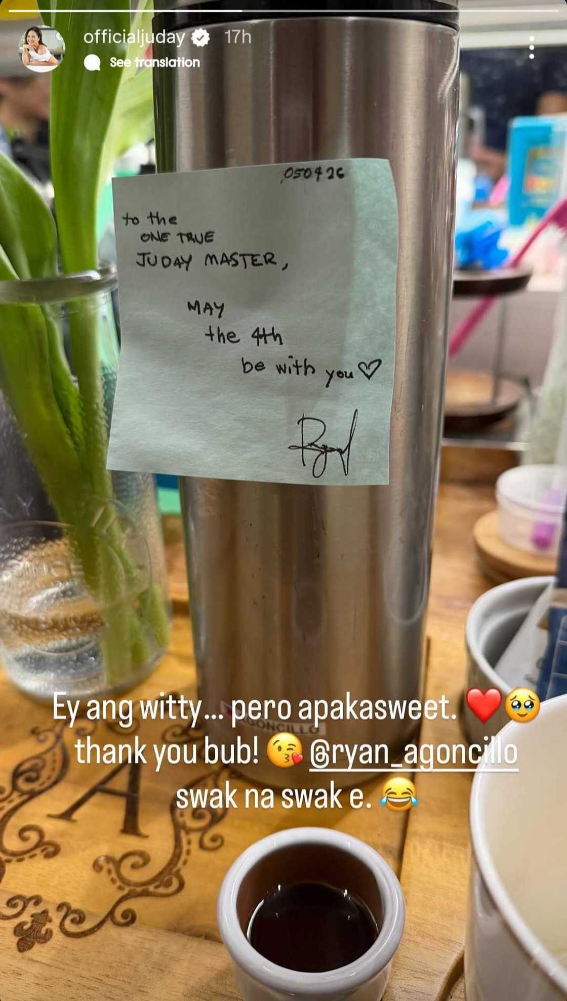 Judy Ann Santos, kinilig sa 'witty' at sweet na note ni Ryan Agoncillo Judy Ann Santos, kinilig sa 'witty' at sweet na note ni Ryan Agoncillo