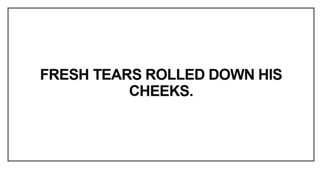 Fresh tears rolled down his cheeks