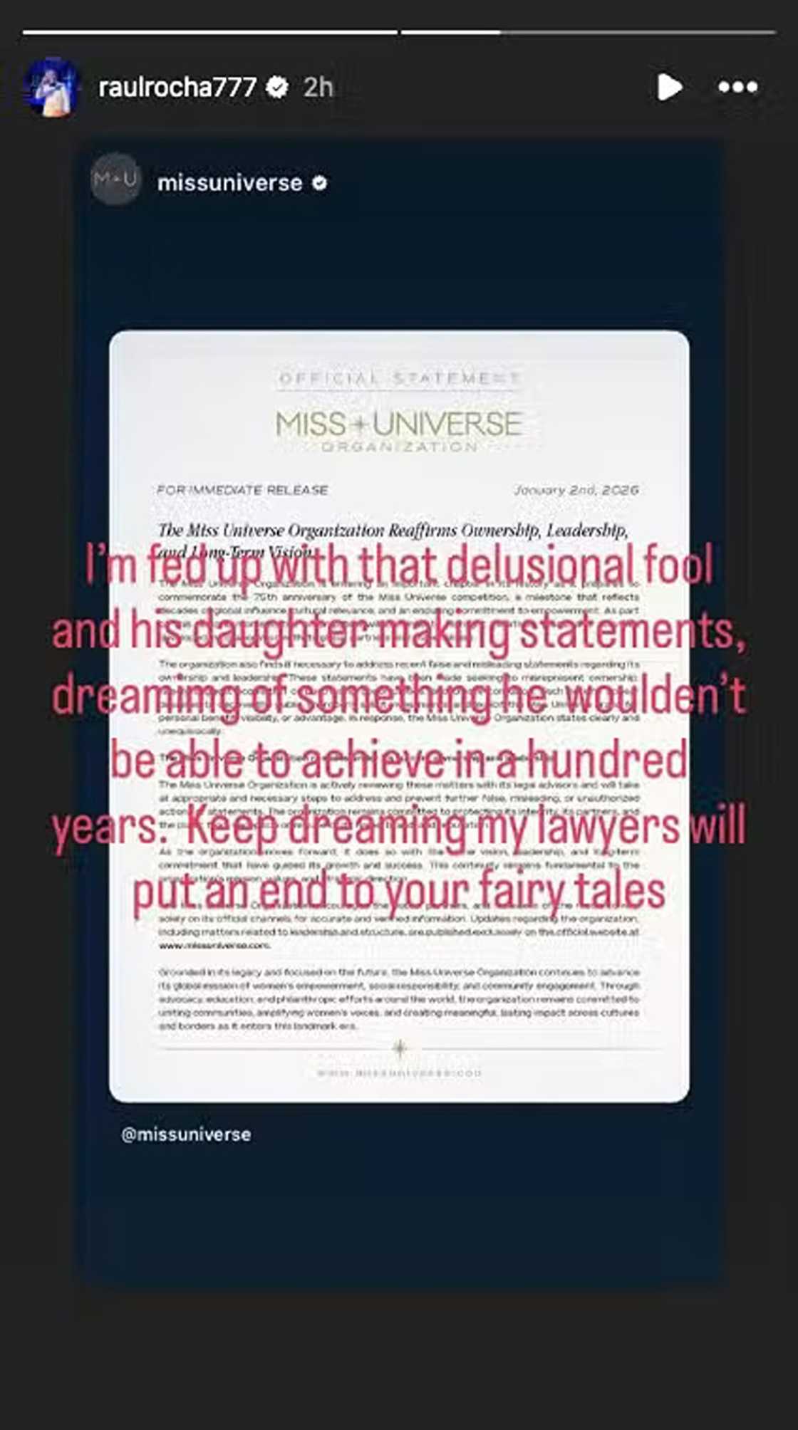 Miss Universe owners fire back at Chavit Singson over “delusional” buyout claims Miss Universe owners fire back at Chavit Singson over “delusional” buyout claims